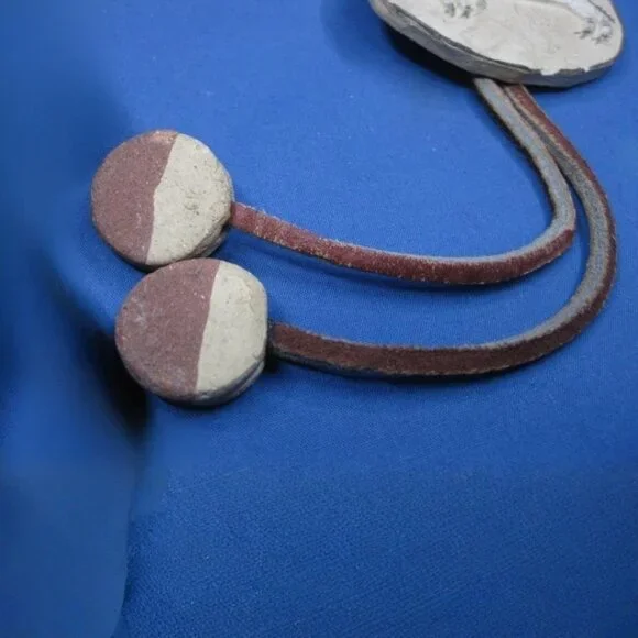 Vintage Southwestern Pottery Bolo Tie - Spirit Bear with Heartline & Sun - Picture 3 of 3